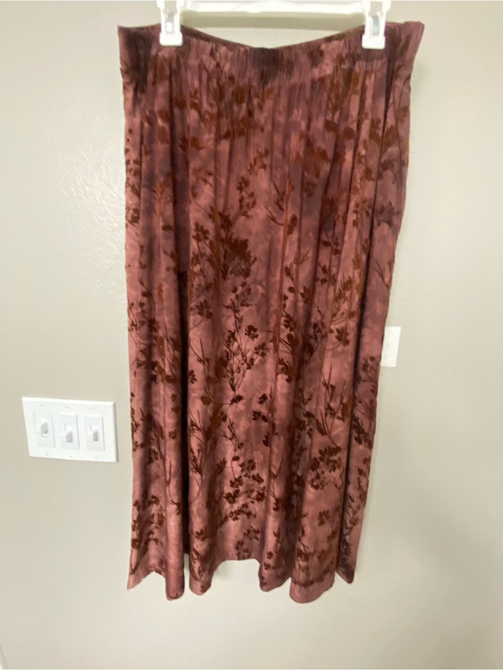 Disturbia Wytchelm Burgundy Floral Velvet Maxi Skirt with Side Slit - Picture 7 of 10